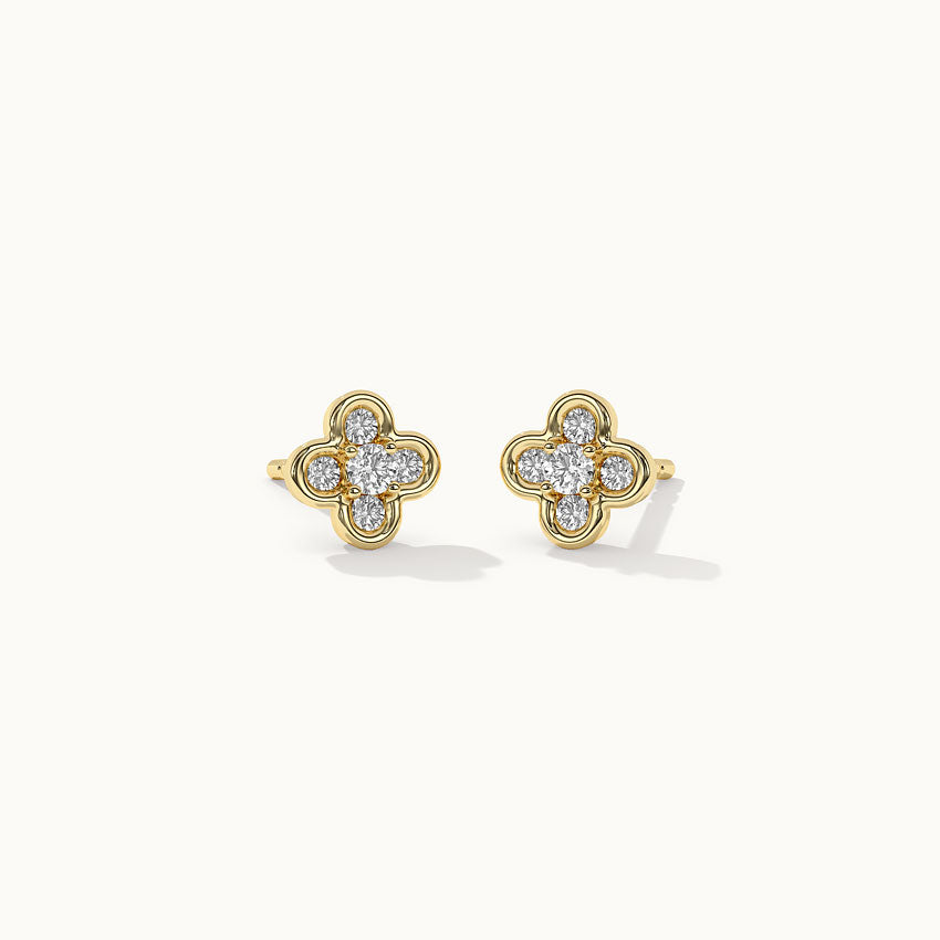 Petite Clover Diamond Earrings, 14K Gold Vermeil, 1/5 ct Lab Grown Diamond-3