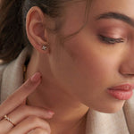 Petite Clover Diamond Earrings, 14K Gold Vermeil, 1/5 ct Lab Grown Diamond-5