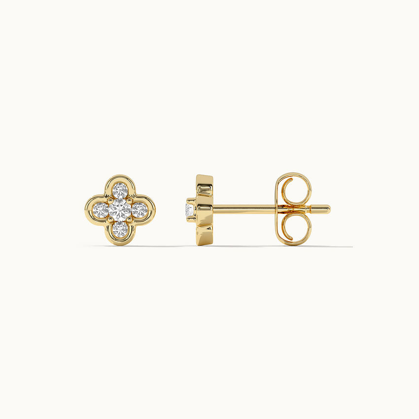 Petite Clover Diamond Earrings, 14K Gold Vermeil, 1/5 ct Lab Grown Diamond-8