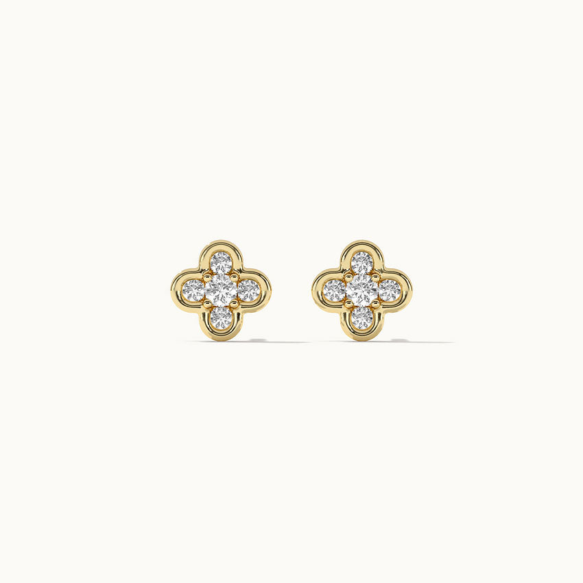 Petite Clover Diamond Earrings, 14K Gold Vermeil, 1/5 ct Lab Grown Diamond-7