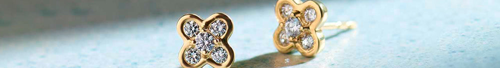 Petite Clover Diamond Earrings, 14K Gold Vermeil, 1/5 ct Lab Grown Diamond-1