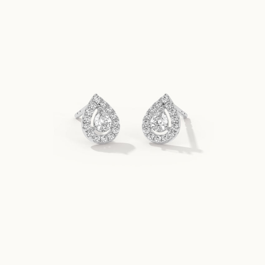 Pear Diamond Earrings, Sterling Silver, 1/2 ct Lab Grown Diamond-3