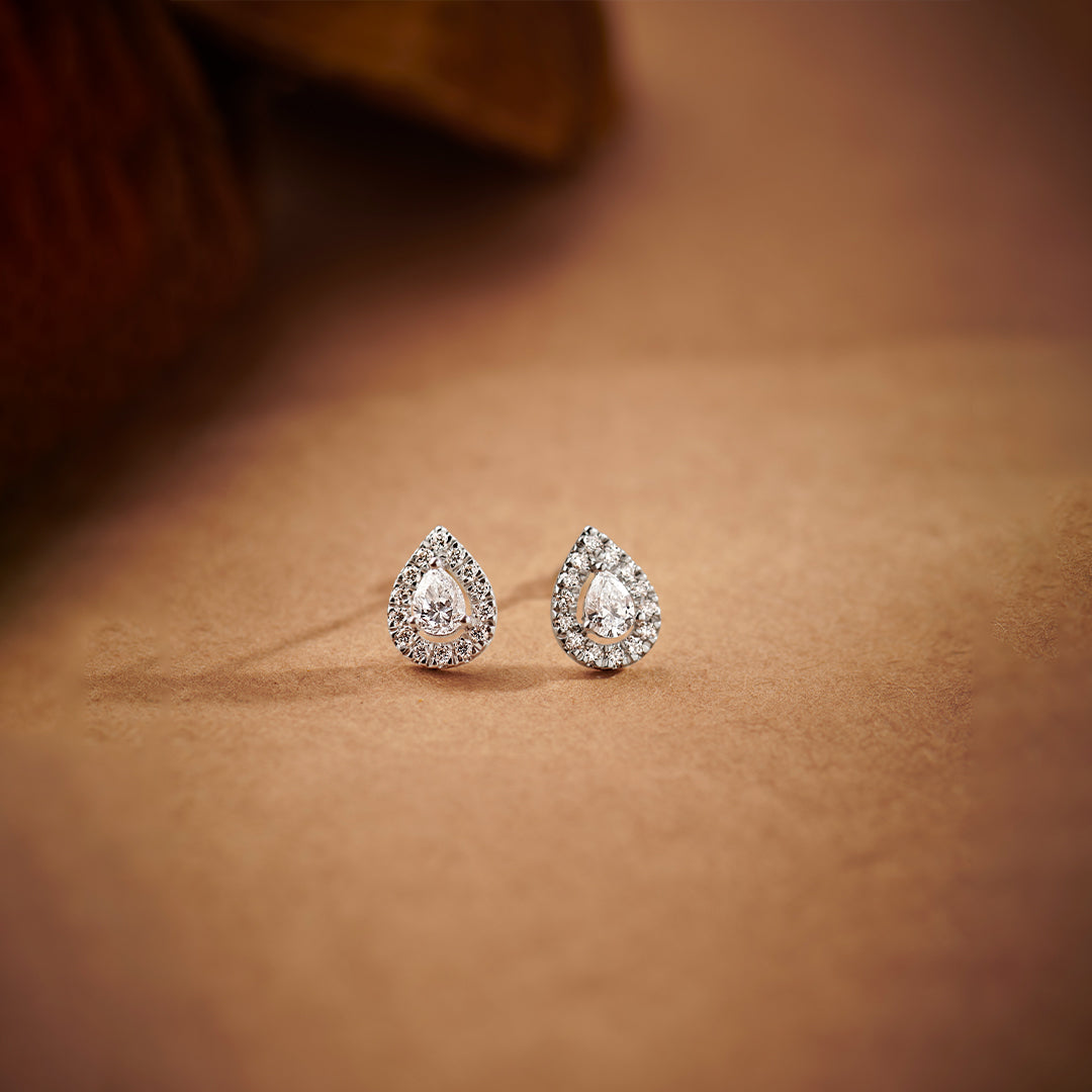 Pear Diamond Earrings, Sterling Silver, 1/2 ct Lab Grown Diamond-1
