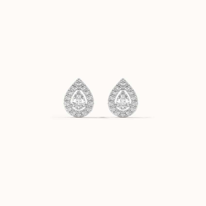 Pear Diamond Earrings, Sterling Silver, 1/2 ct Lab Grown Diamond-8