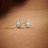 Pear Diamond Earrings, Sterling Silver, 1/2 ct Lab Grown Diamond-6