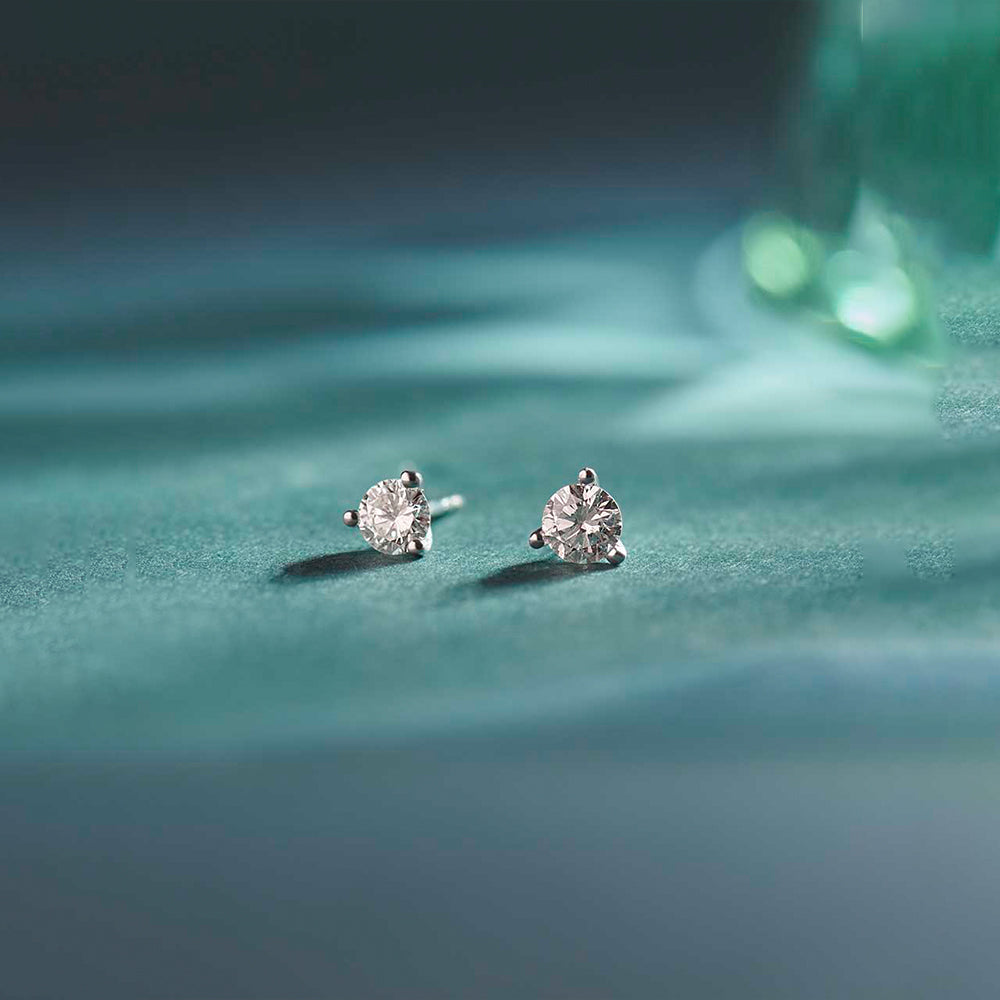 Classic Small Solitaire Earrings, 14K Solid Gold, 3/8 ct Lab Grown Diamond-1