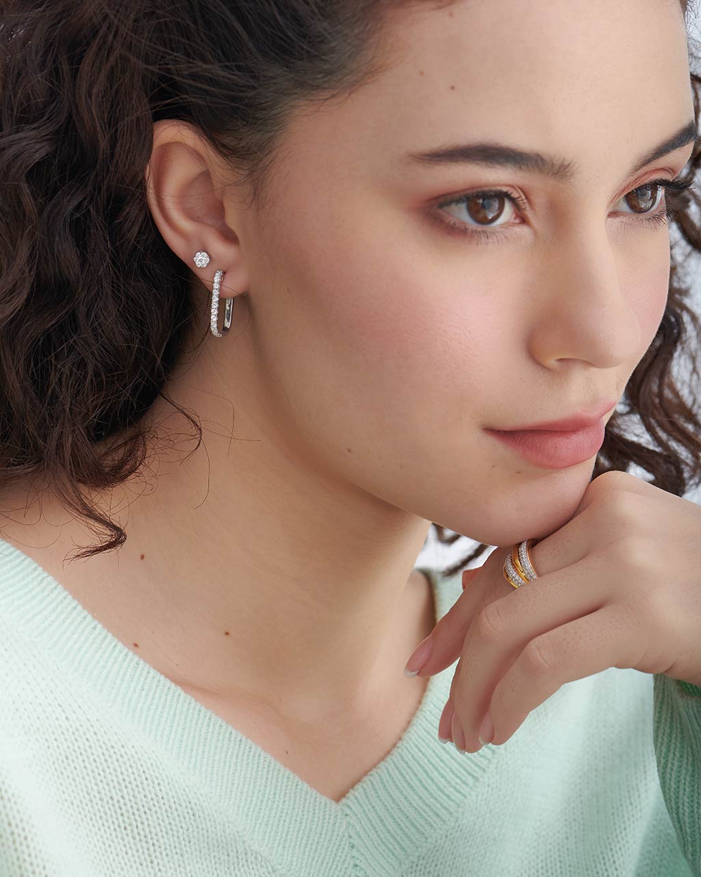 Classic Round Diamond Earrings, Sterling Silver, 1/4 ct Lab Grown Diamond-3