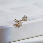 Floral Small Diamond Earrings, 14K Gold Vermeil, 1/8 ct Lab Grown Diamond-6