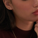 Floral Small Diamond Earrings, 14K Gold Vermeil, 1/8 ct Lab Grown Diamond-2