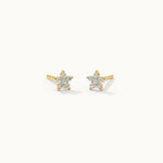 Floral Small Diamond Earrings, 14K Gold Vermeil, 1/8 ct Lab Grown Diamond-3