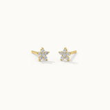 Floral Small Diamond Earrings, 14K Gold Vermeil, 1/8 ct Lab Grown Diamond-3