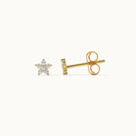 Floral Small Diamond Earrings, 14K Gold Vermeil, 1/8 ct Lab Grown Diamond-8