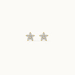 Floral Small Diamond Earrings, 14K Gold Vermeil, 1/8 ct Lab Grown Diamond-7