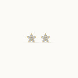 Floral Small Diamond Earrings, 14K Gold Vermeil, 1/8 ct Lab Grown Diamond-7