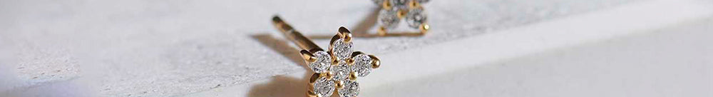 Floral Small Diamond Earrings, 14K Gold Vermeil, 1/8 ct Lab Grown Diamond-1