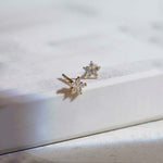 Floral Small Diamond Earrings, 14K Gold Vermeil, 1/8 ct Lab Grown Diamond-1