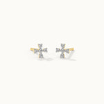 Small Petal Diamond Earrings, 14K Solid Gold, 1/8 ct Lab Grown Diamond-2