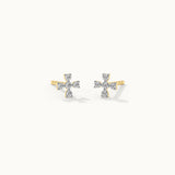 Small Petal Diamond Earrings, 14K Solid Gold, 1/8 ct Lab Grown Diamond-2