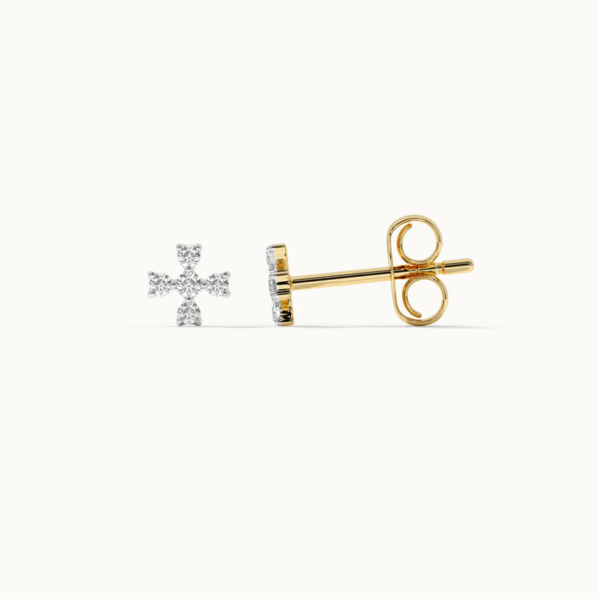 Small Petal Diamond Earrings, 14K Gold Vermeil, 1/8 ct Lab Grown Diamond-5