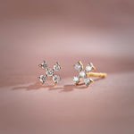 Small Petal Diamond Earrings, 14K Solid Gold, 1/8 ct Lab Grown Diamond-1