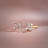 Small Petal Diamond Earrings, 14K Solid Gold, 1/8 ct Lab Grown Diamond-1