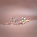 Small Petal Diamond Earrings, 14K Gold Vermeil, 1/8 ct Lab Grown Diamond-1
