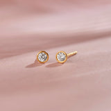 Round Cluster Small Diamond Earrings, 14K Solid Gold, 1/6 ct Lab Grown Diamond-3