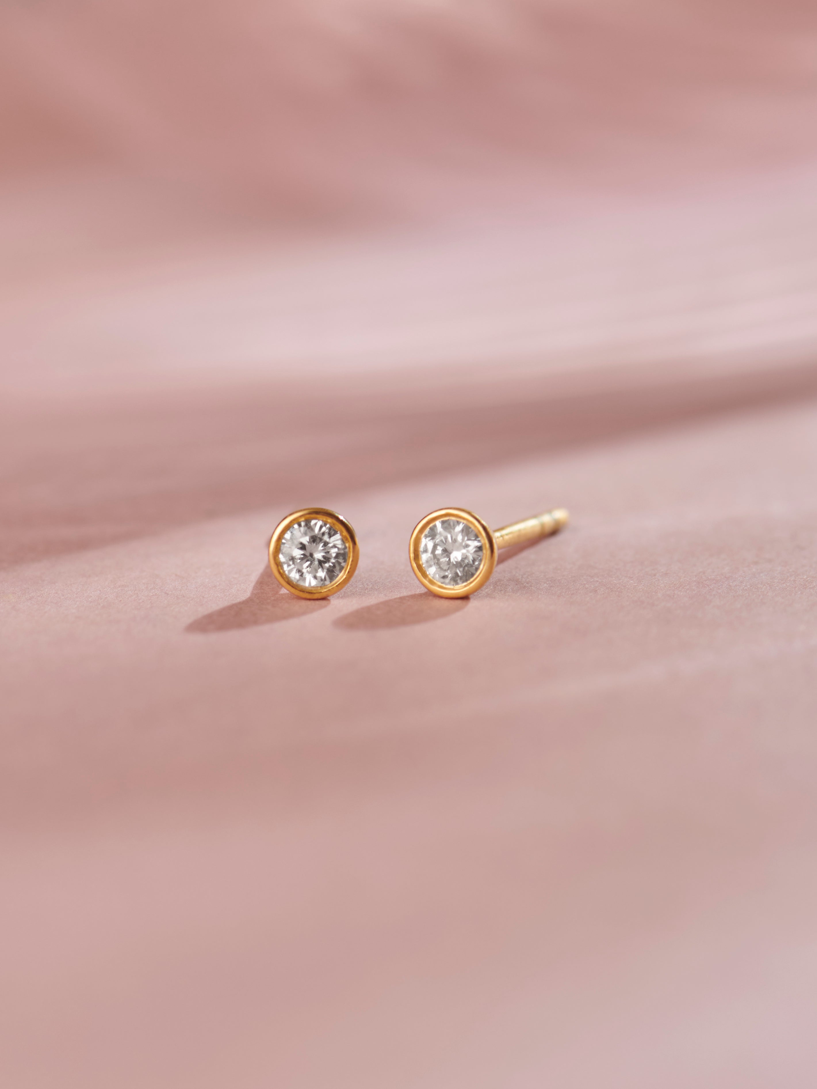 Round Cluster Small Diamond Earrings, 14K Solid Gold, 1/6 ct Lab Grown Diamond-3