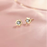 Floral Small Bezel Diamond Earrings, 14K Gold Vermeil, 1/10 ct Lab Grown Diamond-5