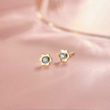 Floral Small Bezel Diamond Earrings, 14K Gold Vermeil, 1/10 ct Lab Grown Diamond-1