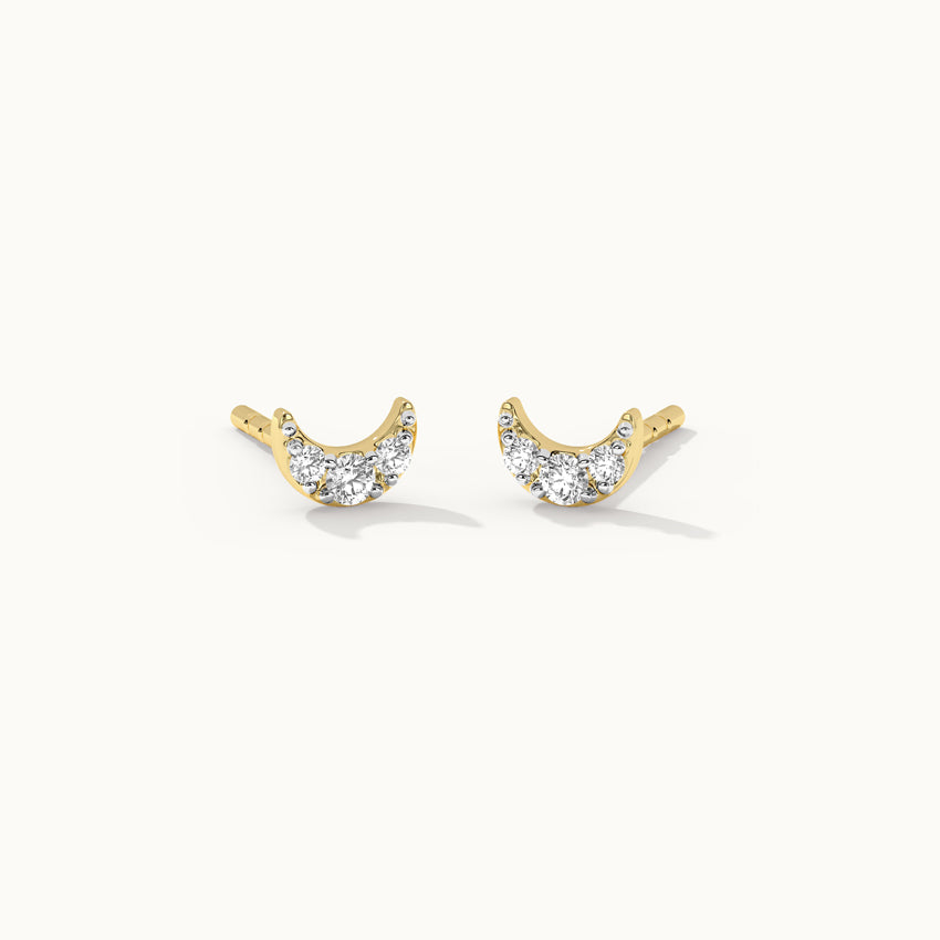 Crescent Moon Diamond Earrings, 14K Gold Vermeil, 1/8 ct Lab Grown Diamond-7