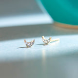 Crescent Moon Diamond Earrings, 14K Gold Vermeil, 1/8 ct Lab Grown Diamond-6