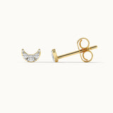Crescent Moon Diamond Earrings, 14K Gold Vermeil, 1/8 ct Lab Grown Diamond-8