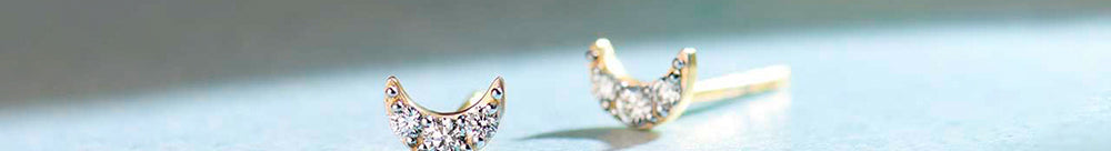 Crescent Moon Diamond Earrings, 14K Solid Gold, 1/8 ct Lab Grown Diamond-1
