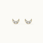 Crescent Moon Diamond Earrings, 14K Gold Vermeil, 1/8 ct Lab Grown Diamond-3