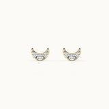 Crescent Moon Diamond Earrings, 14K Gold Vermeil, 1/8 ct Lab Grown Diamond-3