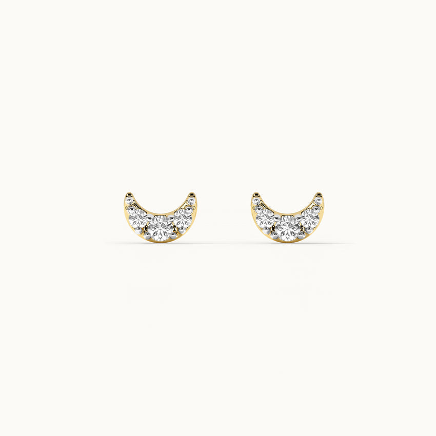 Crescent Moon Diamond Earrings, 14K Gold Vermeil, 1/8 ct Lab Grown Diamond-3