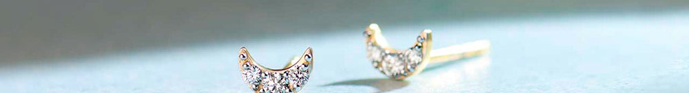 Crescent Moon Diamond Earrings, 14K Gold Vermeil, 1/8 ct Lab Grown Diamond-1