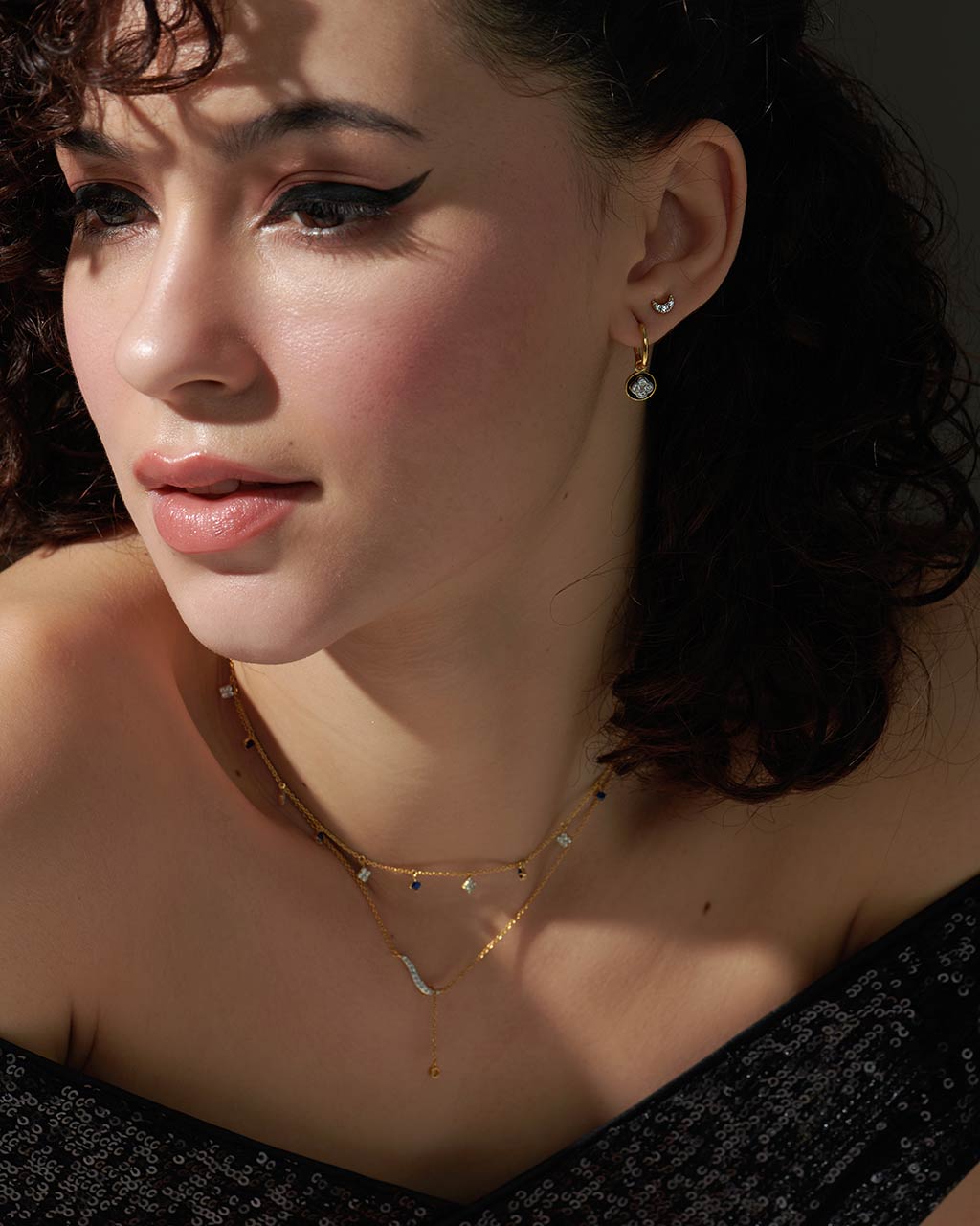 Crescent Moon Diamond Earrings, 14K Gold Vermeil, 1/8 ct Lab Grown Diamond-2