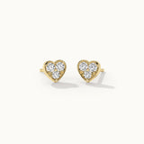 Heart Diamond Earrings, 14K Solid Gold, 3/8 ct Lab Grown Diamond-3
