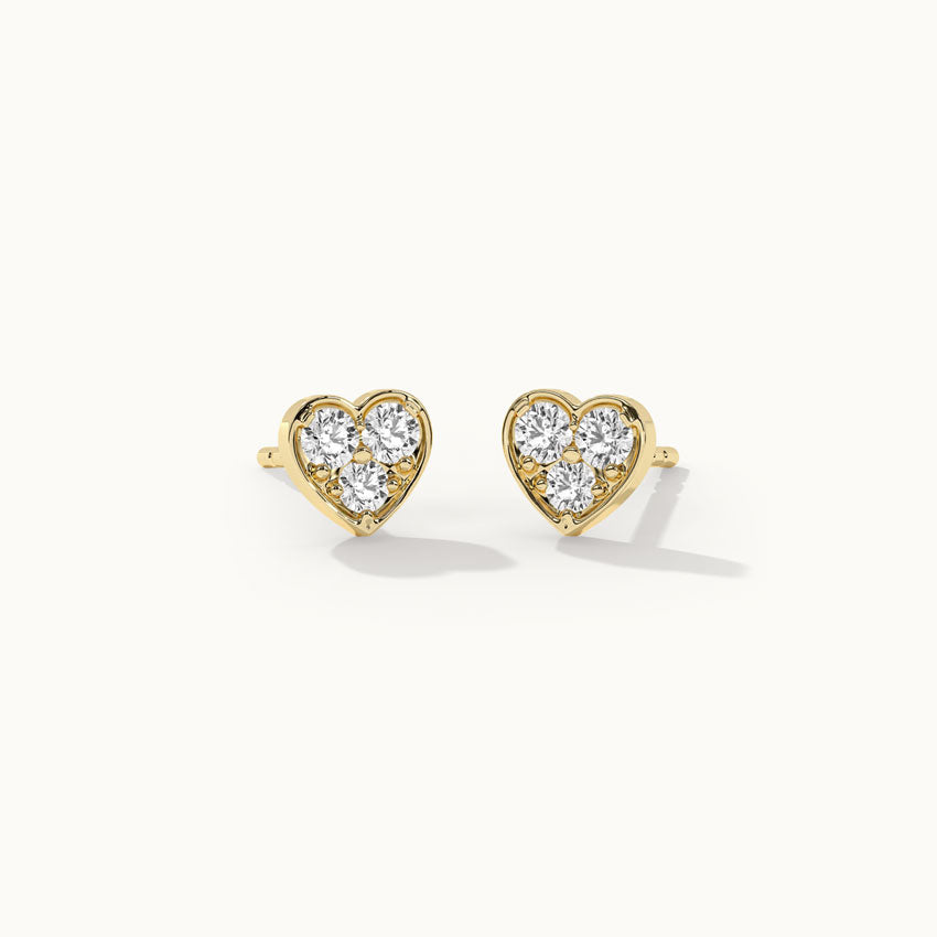 Heart Diamond Earrings, 14K Solid Gold, 3/8 ct Lab Grown Diamond-3