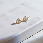 Heart Diamond Earrings, 14K Solid Gold, 3/8 ct Lab Grown Diamond-6