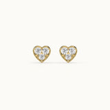 Heart Diamond Earrings, 14K Solid Gold, 3/8 ct Lab Grown Diamond-8