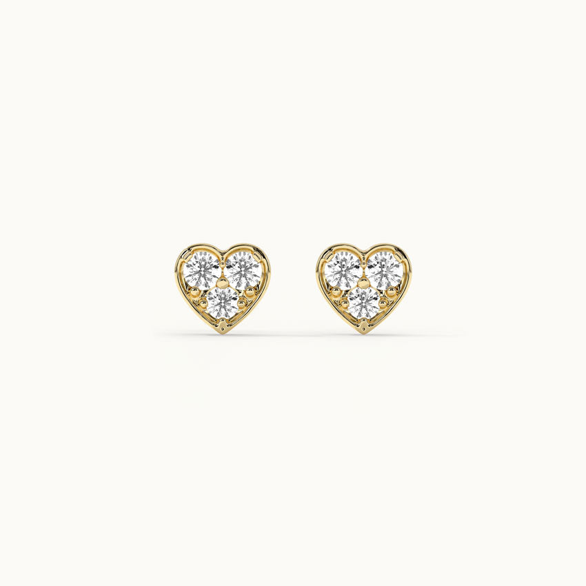 Heart Diamond Earrings, 14K Solid Gold, 3/8 ct Lab Grown Diamond-8