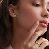 Heart Diamond Earrings, 14K Solid Gold, 3/8 ct Lab Grown Diamond-2