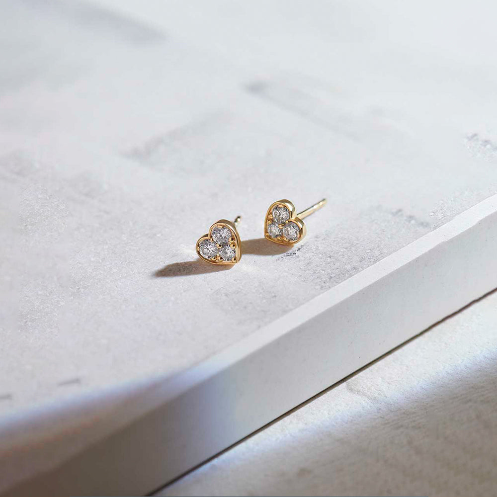 Heart Diamond Earrings, 14K Solid Gold, 3/8 ct Lab Grown Diamond-1