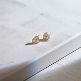 Heart Diamond Earrings, 14K Gold Vermeil, 3/8 ct Lab Grown Diamond-1