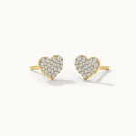 Heart Pave Diamond Earrings, 14K Gold Vermeil, 1/3 ct Lab Grown Diamond-3