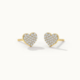 Heart Pave Diamond Earrings, 14K Gold Vermeil, 1/3 ct Lab Grown Diamond-3