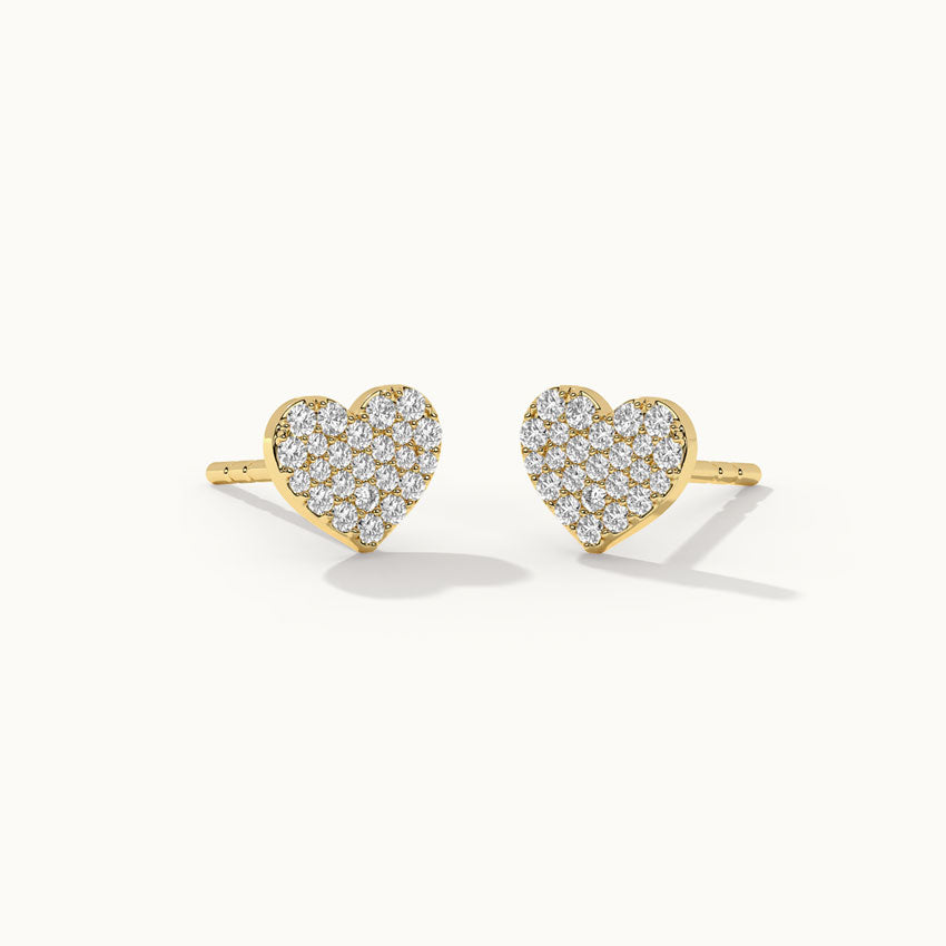 Heart Pave Diamond Earrings, 14K Gold Vermeil, 1/3 ct Lab Grown Diamond-3